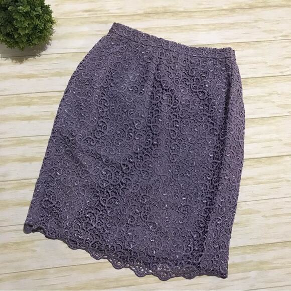 J. Peterman Dresses & Skirts - J Peterman Company Vintage Purple Lavender Lilac Lace Crochet Overlay Skirt  S